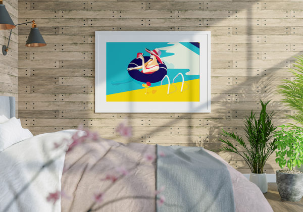 Affiche cocktail piscine dans une chambre