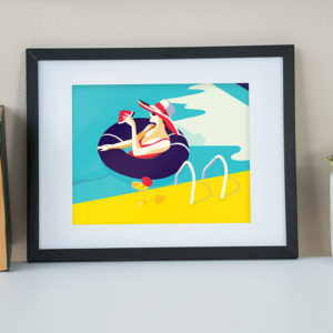 Affiche cocktail piscine encadrée