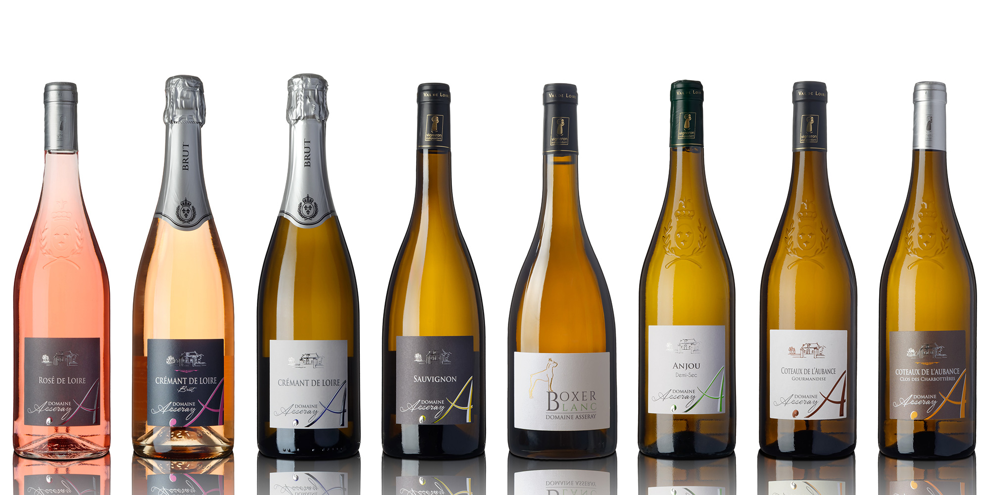 Packshot gamme domaine Asseray sur fond blanc